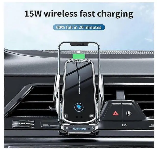 Alt view image 5 of 5 - Ecocleanpath 15W Auto Clamping Wireless Car Charger Mount - Fast Charging, Air Vent Phone Holder with Gravity Sensor