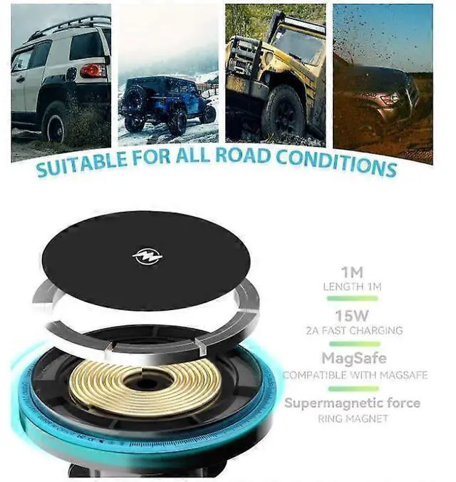 Alt view image 4 of 5 - Ecocleanpath 15W MagSafe Car Charger Mount for iPhone 14/13/12/Mini, Strong Magnet Vent Holder (Black)