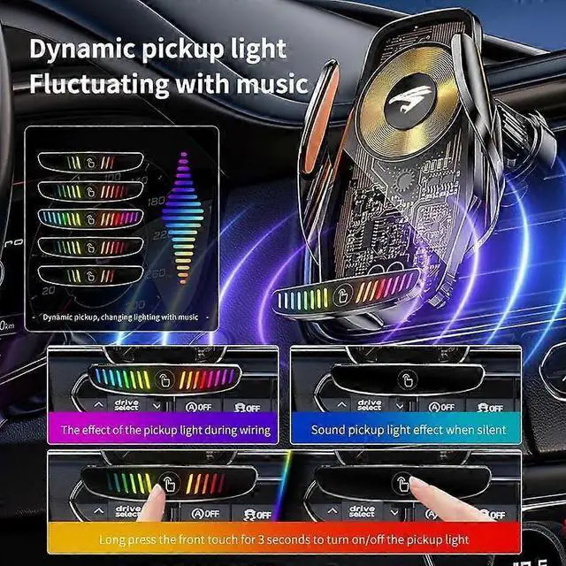 Alt view image 5 of 5 - Ecocleanpath Toyota Smartphone Holder with 15W Wireless Charging, Auto Open/Close, 360° Rotation - Black