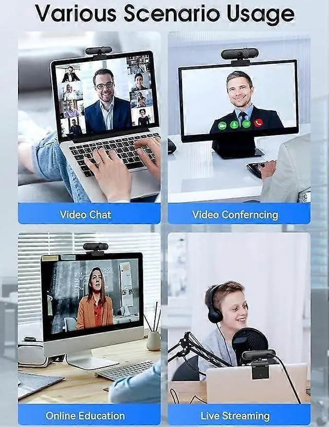 Alt view image 4 of 4 - Ecocleanpath 1080P Webcam with Microphone & Privacy Cover, HD 30fps USB Camera for Zoom/Skype/Teaching