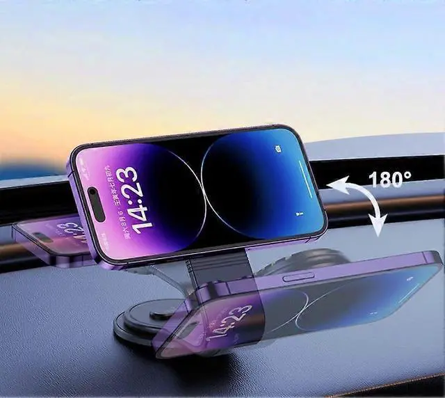 Alt view image 2 of 5 - Ecocleanpath 15W MagSafe Car Phone Holder with Wireless Charging, Ultra-Thin Magnetic Mount, 360° Adjustable (Black)