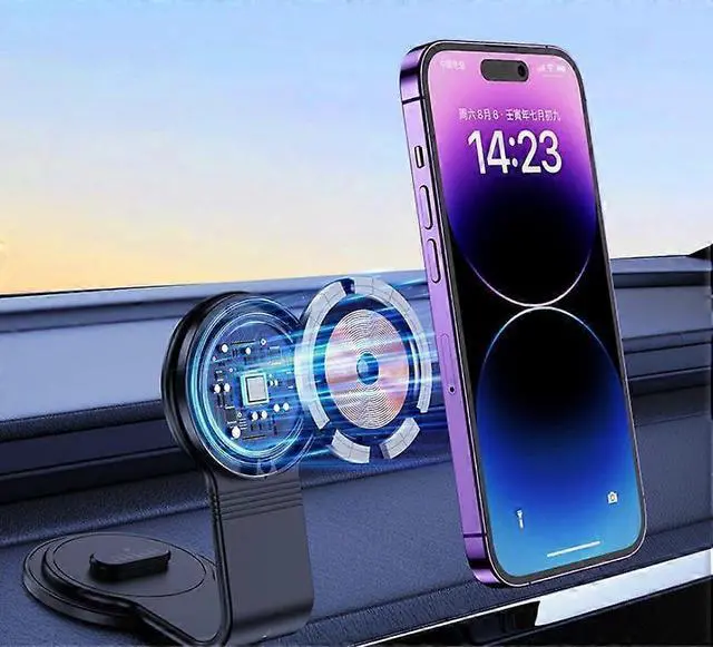 Alt view image 3 of 5 - Ecocleanpath 15W MagSafe Car Phone Holder with Wireless Charging, Ultra-Thin Magnetic Mount, 360° Adjustable (Black)