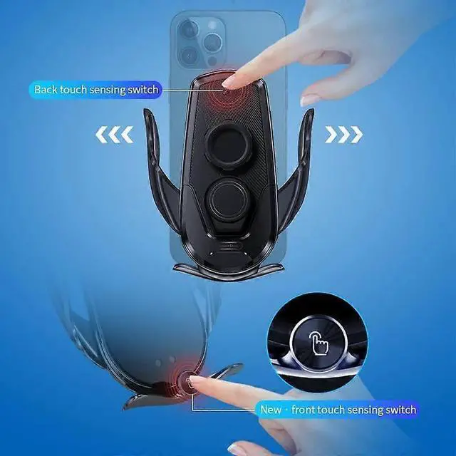 Alt view image 3 of 5 - Ecocleanpath 15W Auto Clamping Wireless Car Charger Mount, Magnetic Phone Holder for iPhone & Android (Black)