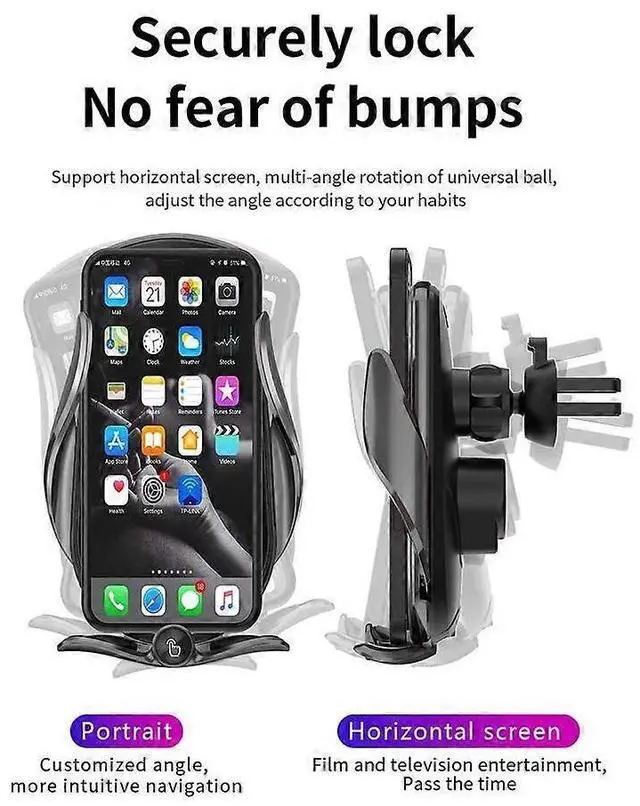 Alt view image 4 of 5 - Ecocleanpath 15W Auto Clamping Wireless Car Charger Mount, Magnetic Phone Holder for iPhone & Android (Black)