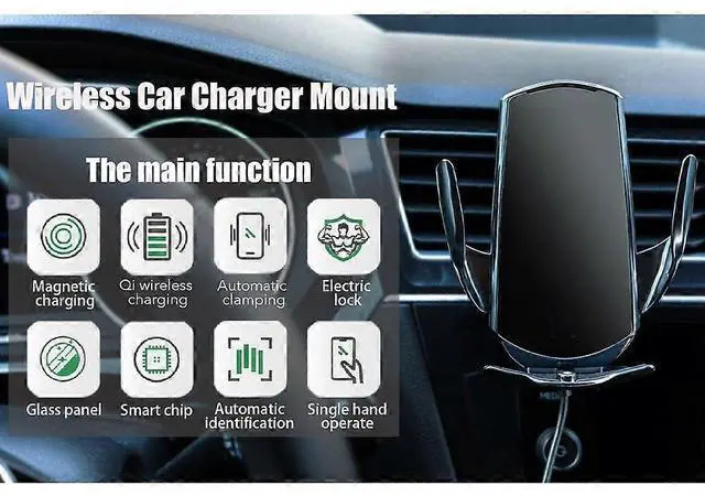 Alt view image 5 of 5 - Ecocleanpath 15W Auto Clamping Wireless Car Charger Mount, Magnetic Phone Holder for iPhone & Android (Black)