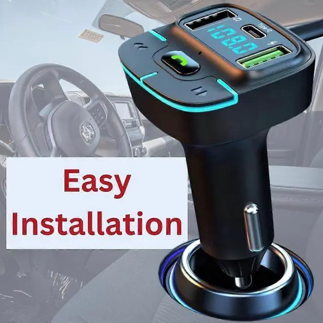 Alt view image 4 of 5 - Ecocleanpath 20W Bluetooth 5.4 FM Transmitter Car Charger with Fast Charging, Hands-Free Calls & Dual USB-C