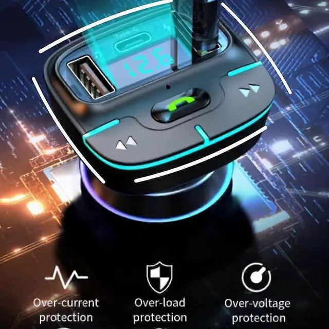 Alt view image 5 of 5 - Ecocleanpath 20W Bluetooth 5.4 FM Transmitter Car Charger with Fast Charging, Hands-Free Calls & Dual USB-C