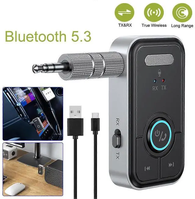 Alt view image 3 of 5 - Ecocleanpath Bluetooth 5.3 Transmitter Receiver 2-in-1 Wireless Audio Adapter for Car & Home Stereo (Black)