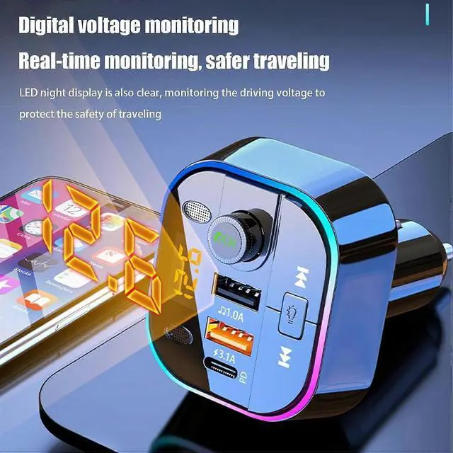 Alt view image 3 of 5 - Ecocleanpath Wireless Car FM Transmitter with BT 5.0 & Fast Charging, MP3 Player Adapter for Stable Audio (Black)