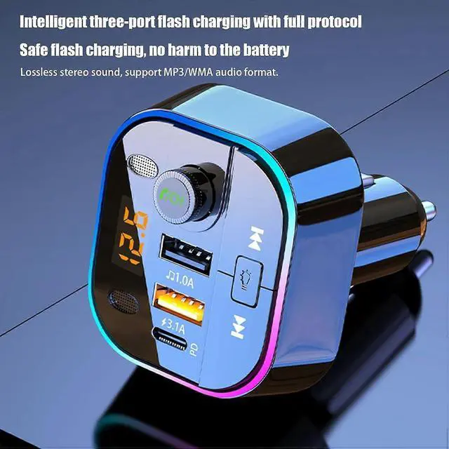 Alt view image 5 of 5 - Ecocleanpath Wireless Car FM Transmitter with BT 5.0 & Fast Charging, MP3 Player Adapter for Stable Audio (Black)