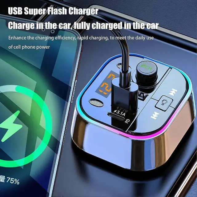 Alt view image 2 of 5 - Ecocleanpath Wireless Car FM Transmitter with BT 5.0 & Fast Charging, MP3 Player Adapter for Stable Audio (Black)