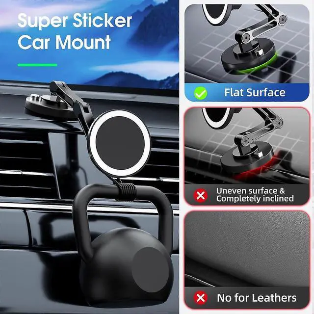 Alt view image 2 of 5 - Ecocleanpath 2024 Upgraded Magsafe Car Phone Holder with Long Adjustable Arm & 360° Rotation for iPhone/Android