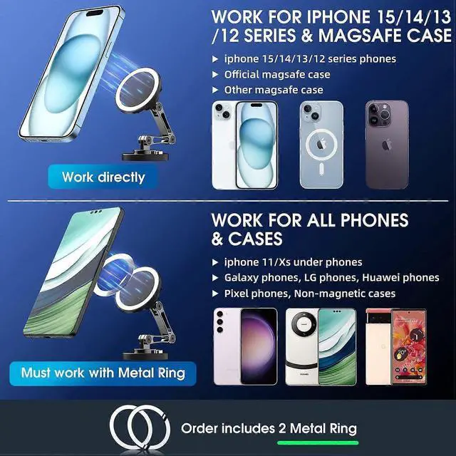 Alt view image 5 of 5 - Ecocleanpath 2024 Upgraded Magsafe Car Phone Holder with Long Adjustable Arm & 360° Rotation for iPhone/Android