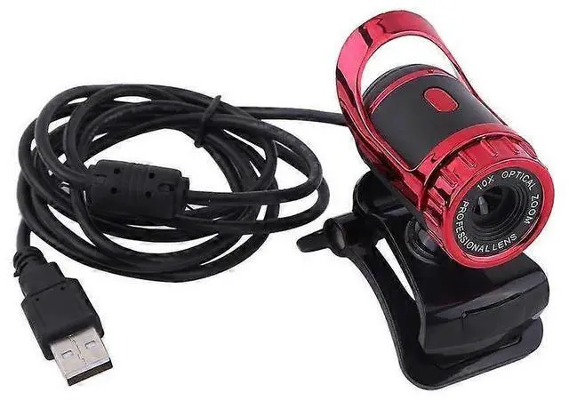 Main image of Ecocleanpath Red Manual Focus Webcam with 360° Rotation, Built-in Mic & 12MP HD for Video Calls