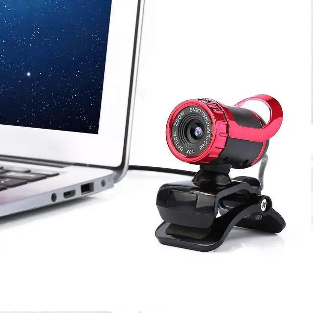 Alt view image 2 of 5 - Ecocleanpath Red Manual Focus Webcam with 360° Rotation, Built-in Mic & 12MP HD for Video Calls