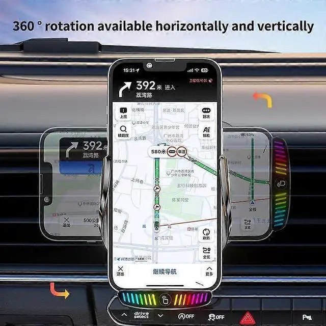 Alt view image 4 of 5 - Ecocleanpath Toyota Smartphone Holder with 15W Wireless Charging, Auto Open/Close Sensor, 360° Rotation, Silver