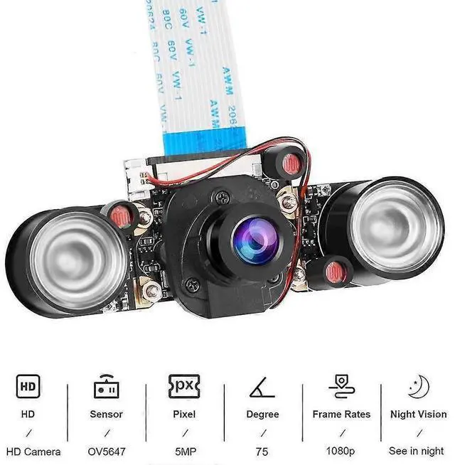 Alt view image 3 of 5 - Ecocleanpath 5MP OV5647 IR Camera Module for Raspberry Pi 4B/3B+/Zero, Auto Day/Night Switch, 1080p HD