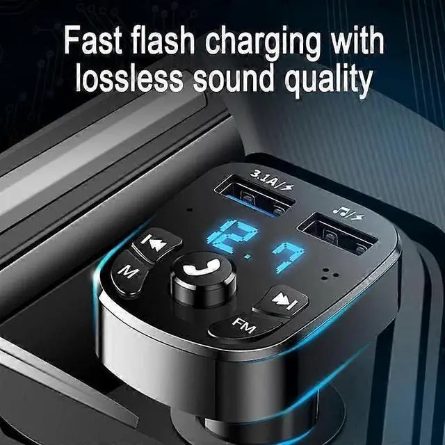 Alt view image 5 of 5 - Ecocleanpath FM Bluetooth 5.0 Car Transmitter with Dual USB Quick Charge & Hands-Free Calling (Black)