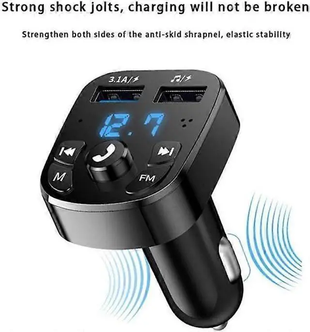 Alt view image 4 of 5 - Ecocleanpath FM Bluetooth 5.0 Car Transmitter with Dual USB Quick Charge & Hands-Free Calling (Black)
