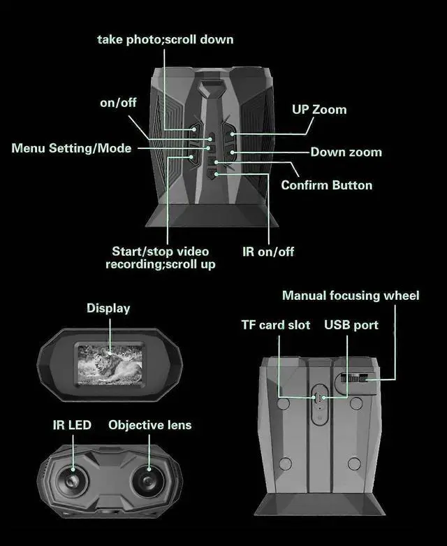Alt view image 2 of 5 - Ecocleanpath 4K Digital Night Vision Goggles, 20X Zoom, 1968ft Range, Rechargeable Black for Hunting & Surveillance