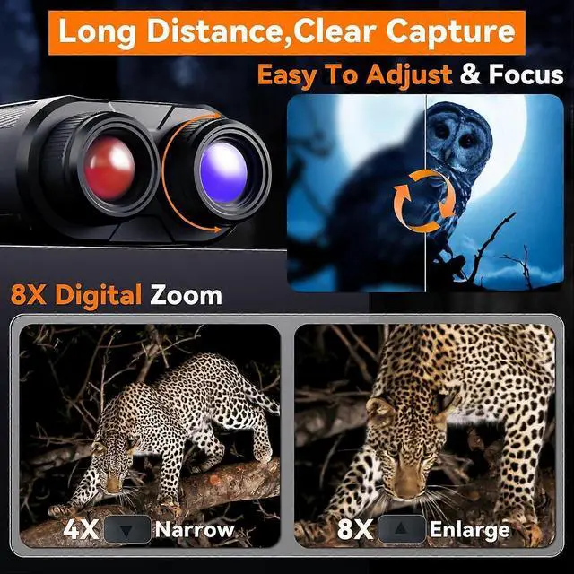 Alt view image 5 of 5 - Ecocleanpath 2K HD Night Vision Goggles with 8X Zoom, 5W IR for Hunting & Outdoor Use (Black)