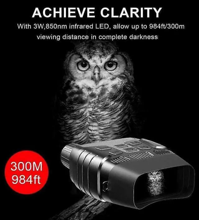 Alt view image 2 of 5 - Ecocleanpath Night Vision Goggles with LCD Screen & IR Camera, 300M Range, Dual Photo/Video Recording for Hunting