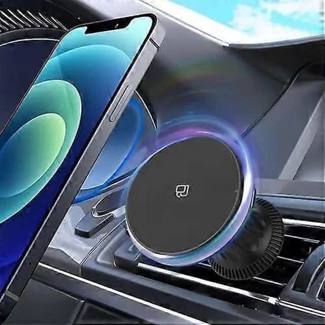 Alt view image 2 of 5 - Ecocleanpath 15W Fast Wireless Car Charger & Phone Holder with 360° Rotation, MagSafe Magnet, Air Vent Clip (Black)