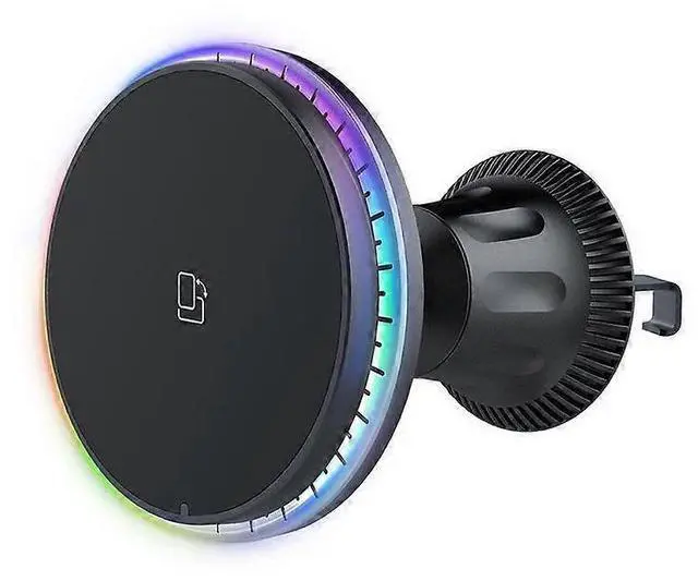 Main image of Ecocleanpath 15W Fast Wireless Car Charger & Phone Holder with 360° Rotation, MagSafe Magnet, Air Vent Clip (Black)