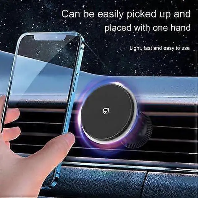 Alt view image 3 of 5 - Ecocleanpath 15W Fast Wireless Car Charger & Phone Holder with 360° Rotation, MagSafe Magnet, Air Vent Clip (Black)