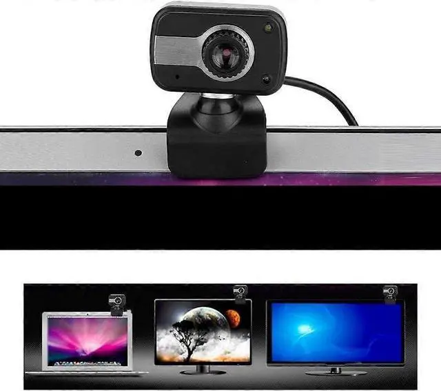 Alt view image 3 of 5 - Ecocleanpath 360° HD Webcam with Built-in Mic & LED Light, USB Plug & Play PC Camera (Black)