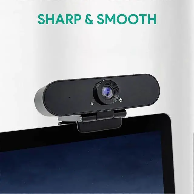 Alt view image 2 of 5 - Ecocleanpath Full HD 1080p Webcam with Privacy Cover & Dual Mics, Auto Light Correction, USB Computer Camera (Black)