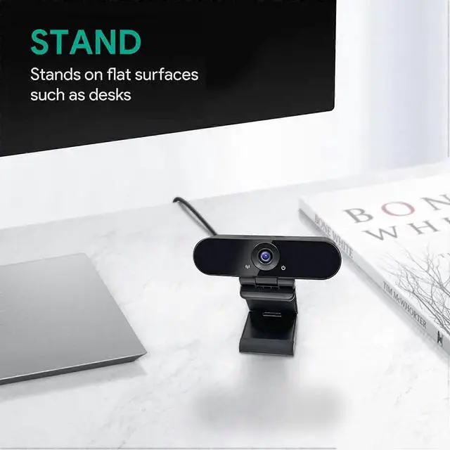 Alt view image 4 of 5 - Ecocleanpath Full HD 1080p Webcam with Privacy Cover & Dual Mics, Auto Light Correction, USB Computer Camera (Black)