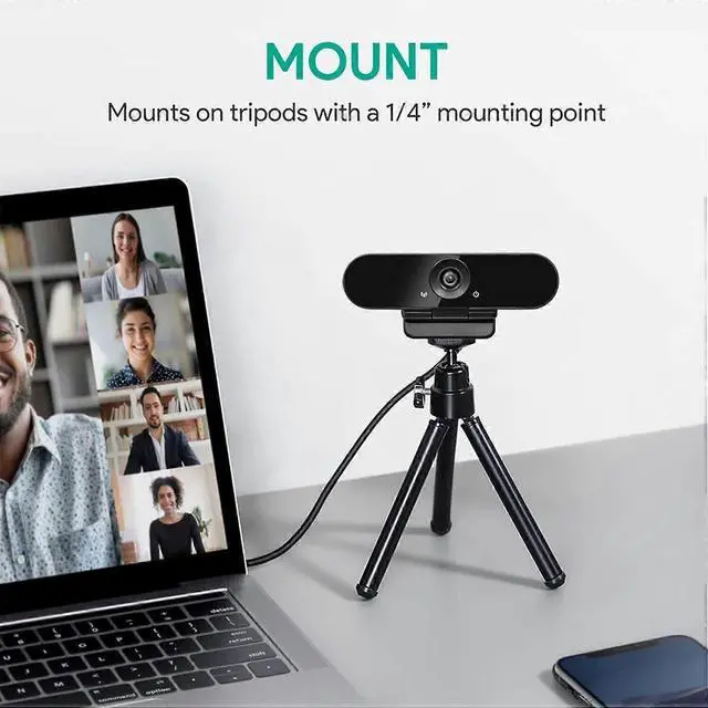 Alt view image 5 of 5 - Ecocleanpath Full HD 1080p Webcam with Privacy Cover & Dual Mics, Auto Light Correction, USB Computer Camera (Black)