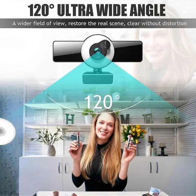 Alt view image 3 of 5 - Ecocleanpath 1080P Streaming Webcam with Ring Light & Auto Focus - USB PC Gaming Camera (Black)