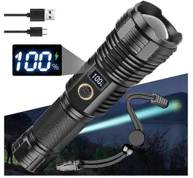 Main image of Ecocleanpath 20000 Lumens LED Flashlight, Rechargeable Super Bright XHP70 Torch, 5 Modes & IP65 Waterproof, Black