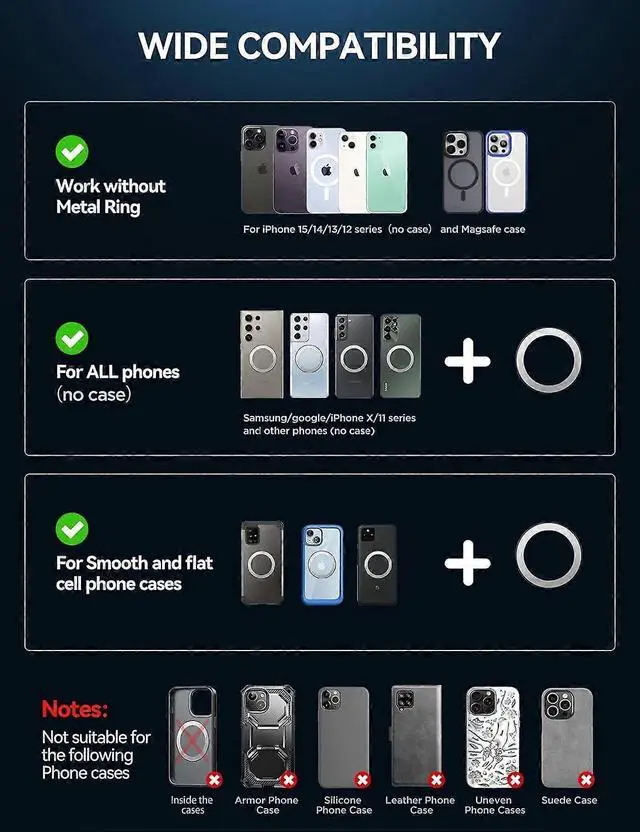 Alt view image 3 of 5 - Ecocleanpath 15W Magnetic Car Vent Phone Holder & Wireless Charger, Ultra-Strong N55 Magnet, Fast Charging for iPhone (Black)