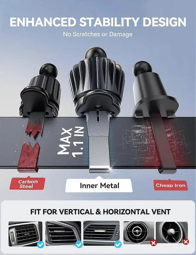 Alt view image 4 of 5 - Ecocleanpath 15W Magnetic Car Vent Phone Holder & Wireless Charger, Ultra-Strong N55 Magnet, Fast Charging for iPhone (Black)