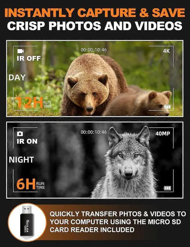 Alt view image 4 of 5 - Ecocleanpath NOVA 4K Night Vision Goggles for Adults, 7 IR Levels, 3" HD Screen, 1000ft Range (Black)