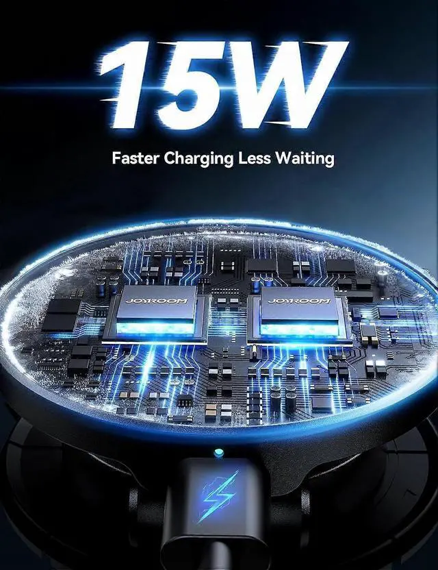 Alt view image 2 of 5 - Ecocleanpath All-Metal 15W Fast Car Mount Charger with Magnetic Phone Holder for Dashboard (Black)