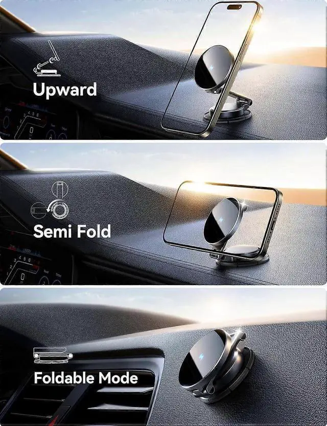 Alt view image 4 of 5 - Ecocleanpath All-Metal 15W Fast Car Mount Charger with Magnetic Phone Holder for Dashboard (Black)