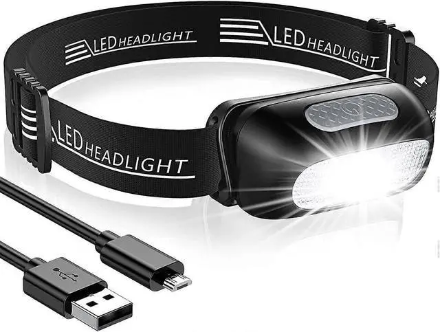 Main image of Ecocleanpath Ultra-Light Rechargeable LED Headlamp with White/Red Light, IPX4 Waterproof, 200 Lumen Black Head Torch