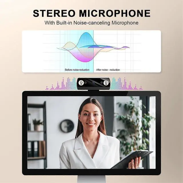 Alt view image 3 of 5 - Ecocleanpath 1080P HD Webcam with Light Correction & Noise-Canceling Mic for PC Video Calls & Streaming (Black)