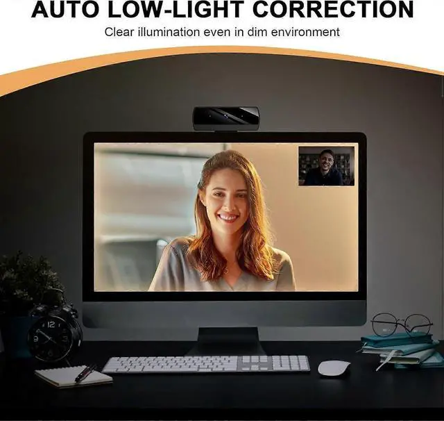 Alt view image 5 of 5 - Ecocleanpath 1080P HD Webcam with Light Correction & Noise-Canceling Mic for PC Video Calls & Streaming (Black)