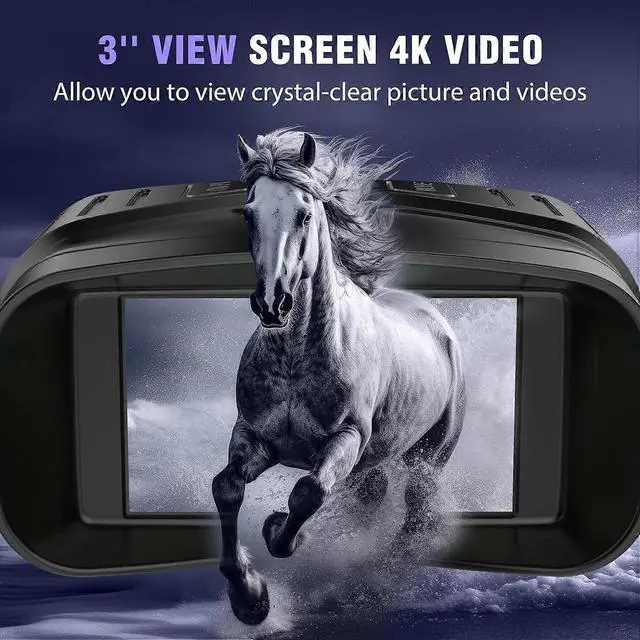 Alt view image 3 of 5 - Ecocleanpath 4K Night Vision Goggles with 32GB Card & Rechargeable Battery, 3'' HD Screen for Wildlife/Camping