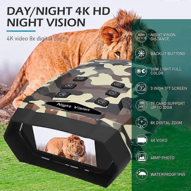 Alt view image 2 of 5 - Ecocleanpath 4K Digital Night Vision Goggles with Photo/Video Capture, 5x Magnification for Hunting & Surveillance (Black)