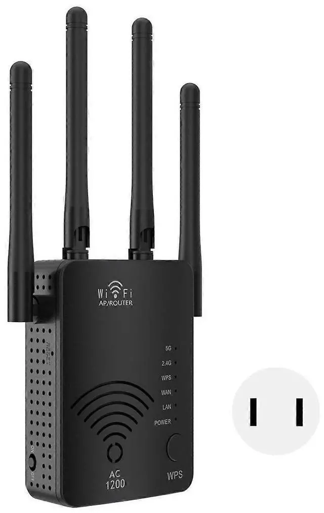 Alt view image 5 of 5 - Ecocleanpath 5G Travel Router, 1200M Dual Band 300Mbps High Speed with 4 Antennas, Portable Black WiFi Hub