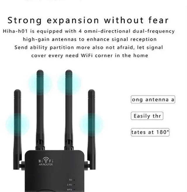 Alt view image 4 of 5 - Ecocleanpath 5G Travel Router, 1200M Dual Band 300Mbps High Speed with 4 Antennas, Portable Black WiFi Hub