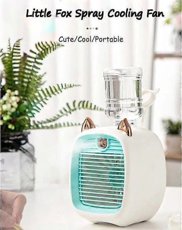 Alt view image 2 of 5 - Ecocleanpath Portable Fan with Nano Spray, 3-Speed Brushless Motor, 2400mAh Battery, Blue - Long-Lasting Cooling