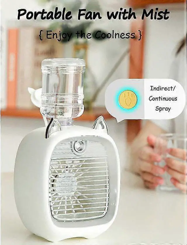 Alt view image 3 of 5 - Ecocleanpath Portable Fan with Nano Spray, 3-Speed Brushless Motor, 2400mAh Battery, Blue - Long-Lasting Cooling