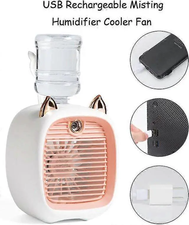 Alt view image 4 of 5 - Ecocleanpath Portable Fan with Nano Spray, 3-Speed Brushless Motor, 2400mAh Battery, Blue - Long-Lasting Cooling